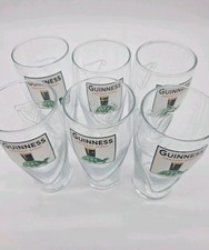 Six (6) Guinness Draught Clear Pint Beer Glasses Harp & Turtle Logo Breweriana picture