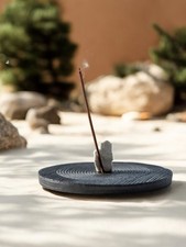 Black Ceramic Zen Garden Incense Holder | Japanese Minimalist Style picture