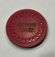 Vintage “Cathay House” SF CA California Red Poker Chip Rain Check Token Chinese picture