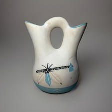 Little Blue #20 8” Navajo Native American Pottery Wedding Vase Needs Cleaning picture