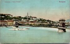 Vtg Budapest Hungary Lancz-hid Ketten Brucke Bridge 1910s Postcard picture