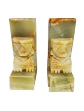 Book Ends Vintage Onyx Aztec or Statue Sculpture Heavy Mid Century Modern Style picture