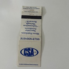CSA Ltd Micro Nutrients Specialty Fertilizers Vintage Matchbook Cover SMB27-6 picture