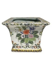 Light Tobacco Leaf Porcelain Planter Cachepot Chinoiserie Style Grandmillenial picture
