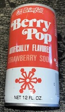 VINTAGE BRIMFULL BERRY POP STRAWBERRY SODA PULL TAB STEEL CAN picture