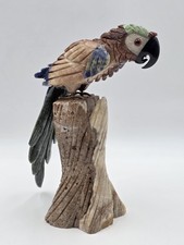 Vintage Hand Carved Macaw Bird Sculpture Rock Agate Crystal Stone Mineral Stone picture