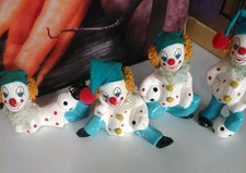 Vintage Lot of 4 Clown Figurines Matching Set Circus In great condition picture