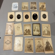 Antique 1800s Photo Lot 5 Tintypes CDV Victorian Civil War Era 19 Photos picture