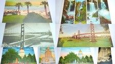 8 Vintage California Postcards Golden Gate Bay Bridge Yosemite Sacramento Hotel picture