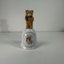 CERAMIC TEDDY BEAR BELL WITH HOLE ON TOP OF HEAD picture