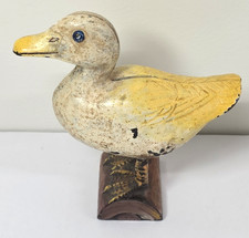 Vintage Hubley Style Cast Iron Duck on Log Still Coin Bank 6