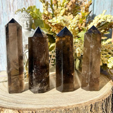 Natural Smoky Quartz Tower Point Obelisk Healing Crystal Mineral Specimens Decor picture