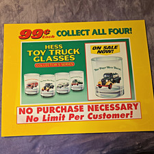 Vintage Metal 18x24 Hess Toy Truck Glasses Collector’s Series Advertising Sign picture