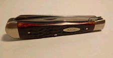 Vtg Case XX 2 Blades Pocket Knife USA №6254 red bone 1965-69 trapper 7 Dots S.S. picture