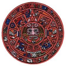 MAYAN DOOMSDAY CALENDAR PATCH embroidered iron-on AZTEC SUN STONE PIEDRA DEL SOL picture
