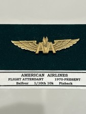 Vintage American Airlines Flight Attendant Wings 1/10 10K Gold Filled Balfour picture