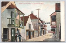 Charlotte Street St. Augustine FL Painters Signs c1905 Postcard UDB picture