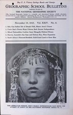 1945 Nat'l Geographic School Bulletin Set 7 Issues WWII Victory Bonds picture