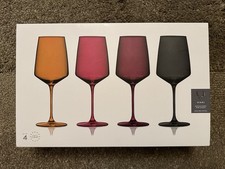 Viski Reserve Nouveau Lead Free Crystal Wine Glasses Sunset Set of Four 22 OZ picture