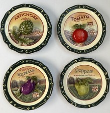 MWW Market  3D Set 4 Mini Plates Veggies Pepper Artichoke Tomato Eggplant Garden picture