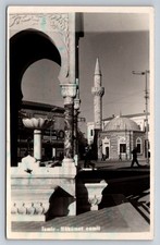 RPPC Izmir Turkey Konak Yalı Mosque Minaret Street Scene 1932 Real Photo picture
