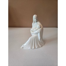 Vintage 1991 White Ceramic Mother Baby Figurine Signed MS Studio Pottery 8