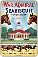 War Admiral vs Seabiscuit Tin Metal Signs Home Décor Vintage Horse Racing Print picture