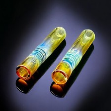 Golden Fumed 2 Pack Thick Chillum One Hitter Smoking Tobacco Pipe-2 Pack Colored picture