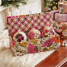 Floral Vera Bradley Christmas Ornaments in Decorative Box Set of 3 picture