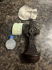 Island Turf Crafts Celtic Cross With Holy Water Made In Ireland Rare picture