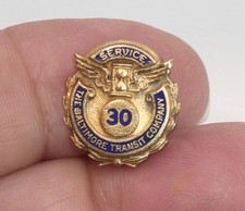Vintage BALTIMORE TRANSIT COMPANY EMPLOYEE SERVICE PIN 30 Yr 10K Gf Gold Filled picture