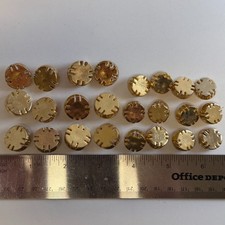 Vintage 24 Gold Tone Notched Edge Shank Buttons Lot 16mm 20mm Metal Sewing. picture