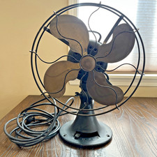 Vtg Emerson Electric Desk Fan #29646 Brass Blade Cast Iron Oscillating Working picture