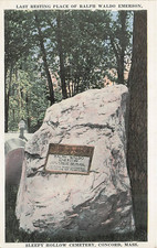 Postcard MA: Ralph Waldo Emerson Grave, Sleepy Hollow Cemetery Concord, 1920's picture