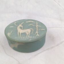 Vintage Robert Nemeth Blue Incolay Soap Stone Oval Unicorn Trinket Ring Box picture