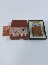 VTG Bentley Butane Lighter Automatic Pipe Lite Silver/Brown No. 881 w/ Box NEW picture