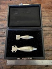 Vintage WWII Miniature Machinist Mortar Round Models w/ Case - US M43A1 & M49A2 picture