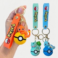 Pokemon Keychains Set Of 3 / Charmander Bulbasaur Squirtle Keychain Set picture