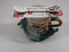 Botanical Collection By CornerRuby 3 Piece Tea Cup Saucer Spoon With Butterfly picture