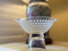 Vintage Fenton Hobnail Milk Glass Double Handled Bowl | Opalescent White Art Gla picture