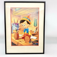 VTG 1993 Disney Store Pinocchio Jiminy Cricket Exclusive Lithograph Framed 12x16 picture