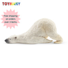 Toymany Lying Polar Bear Figurine Realistic Adult Arctic Animal Statue picture