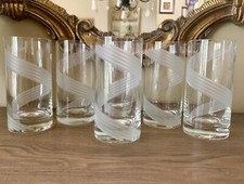 Toscany Sutton Mcm Swirl Etched Clear Glass 6 Cocktail Bar Highball Tumblers picture