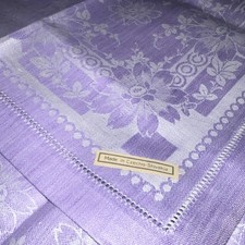 Vintage set of 6 Purple White Floral Napkins Made in Czecho-Slovakia 14 x 14 NWT picture
