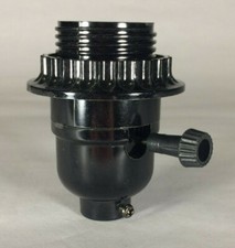 New Phenolic Bakelite 3-Way Knob Lamp Socket With Threaded Shell and Ring #685 picture