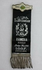 ANTIQUE IN MEMORIAM BEEHIVE RIBBON RAMONA REBEKAH LODGE NO 198 IOOF BACKUS MINN picture