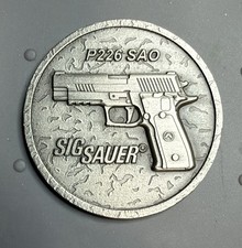 SIG SAUER P226 LEGION SAO SILVER CHALLENGE COIN PISTOL MEDALLION COLLECTIBLE picture