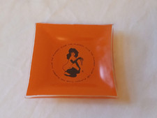 Vtg 1960s Playboy Club Orange Glass Ashtray Trinket Key Dish Leroy Neiman Femlin picture
