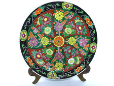 Striking VTG Early 1900s Japanese Hand Painted Enamel Porcelain Floral  Plate picture