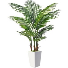 Flydeer 6FT Artificial Palm Tree with Tall White Planter, Floor Plant picture